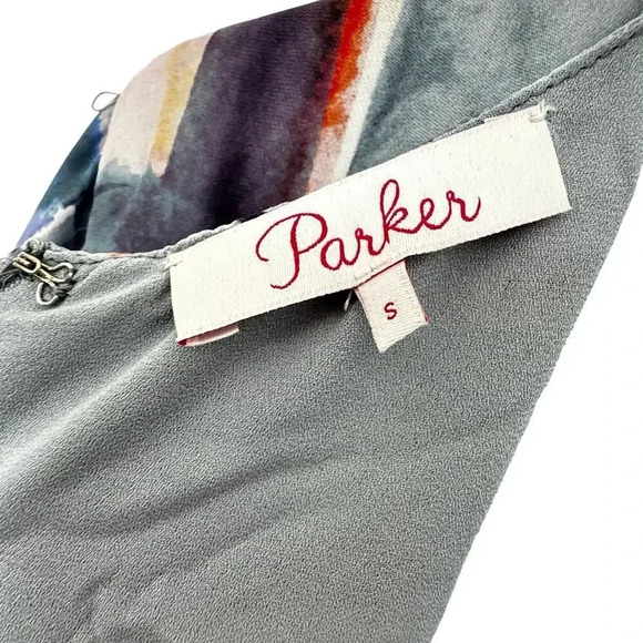 Parker Miles Silk Mini Wrap Short Dress Blue Watercolor Print Women’s S NWT - Picture 5 of 8